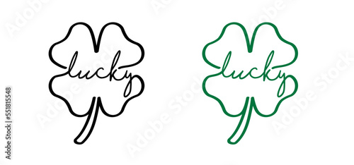 Clovers leave, flower. Four leaf clover leaves. Love lucky day. vector icon, Irish shamrock background. Happy St Patrick's Day or St paddy's day pattern. Saint Patricks day. Drawing spring time.