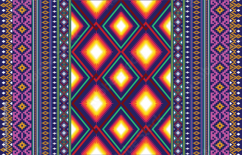 Gypsy pattern tribal ethnic motifs geometric seamless background. Doodle gypsy geometric shapes sprites tribal motifs clothing fabric textile print traditional design with triangles