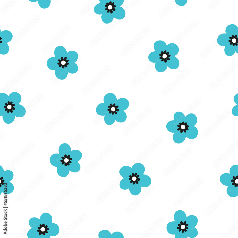 Seamless pattern with blue flowers. Seamless pattern with blue flowers.