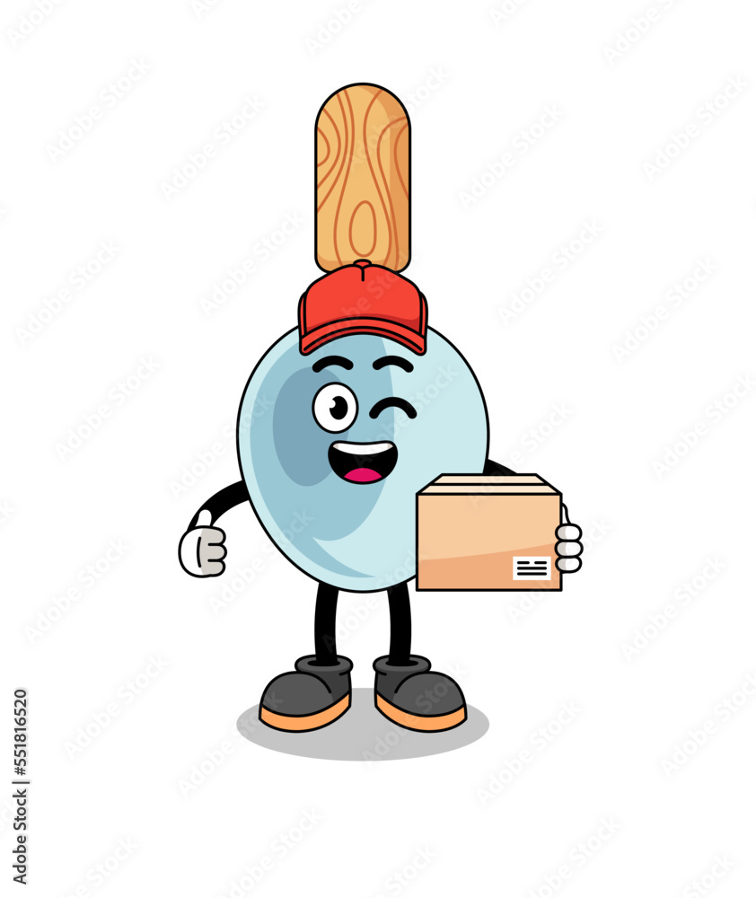 cooking spoon mascot cartoon as an courier