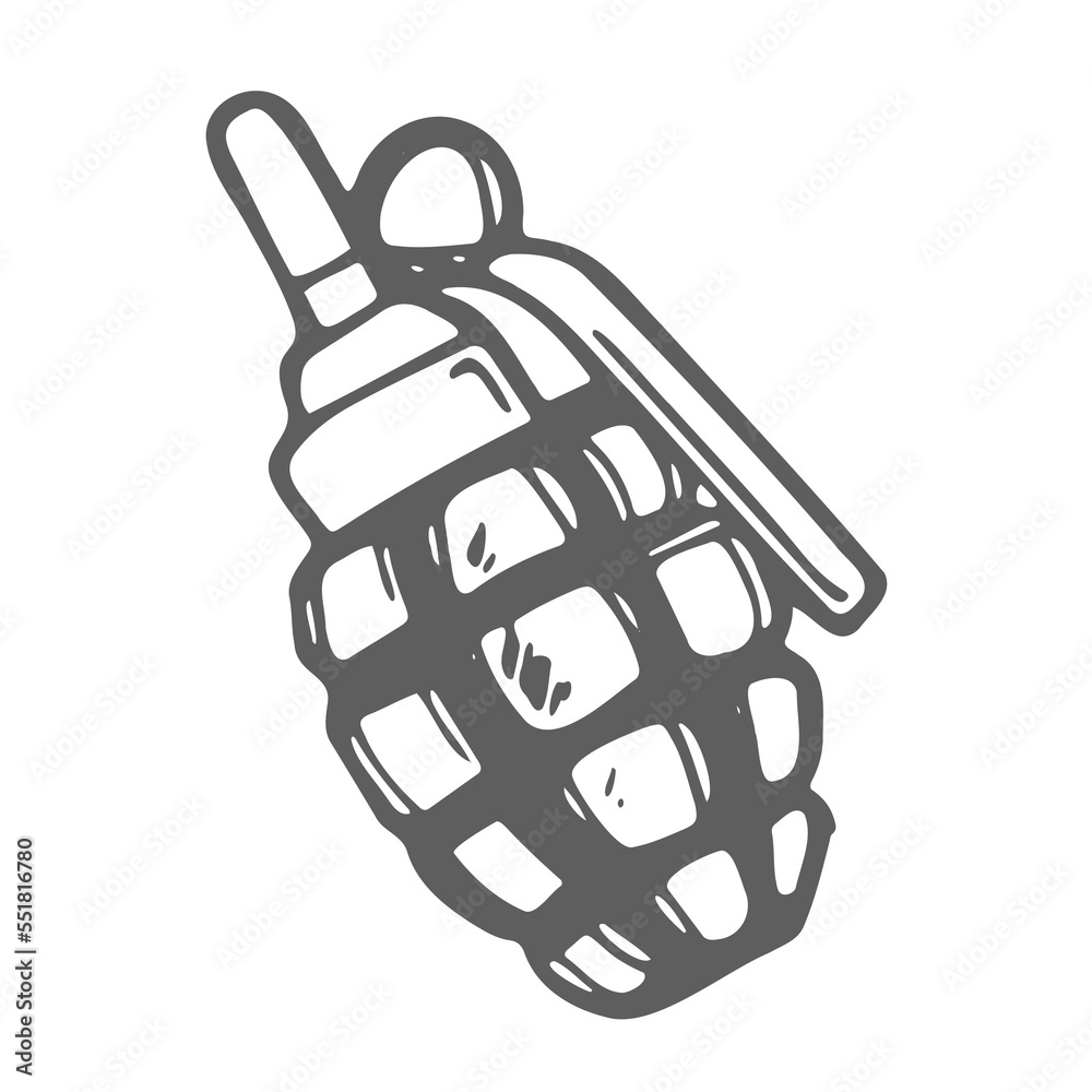 Fototapeta premium Doodle style pineapple hand grenade illustration in vector format suitable for web, print, or advertising use.