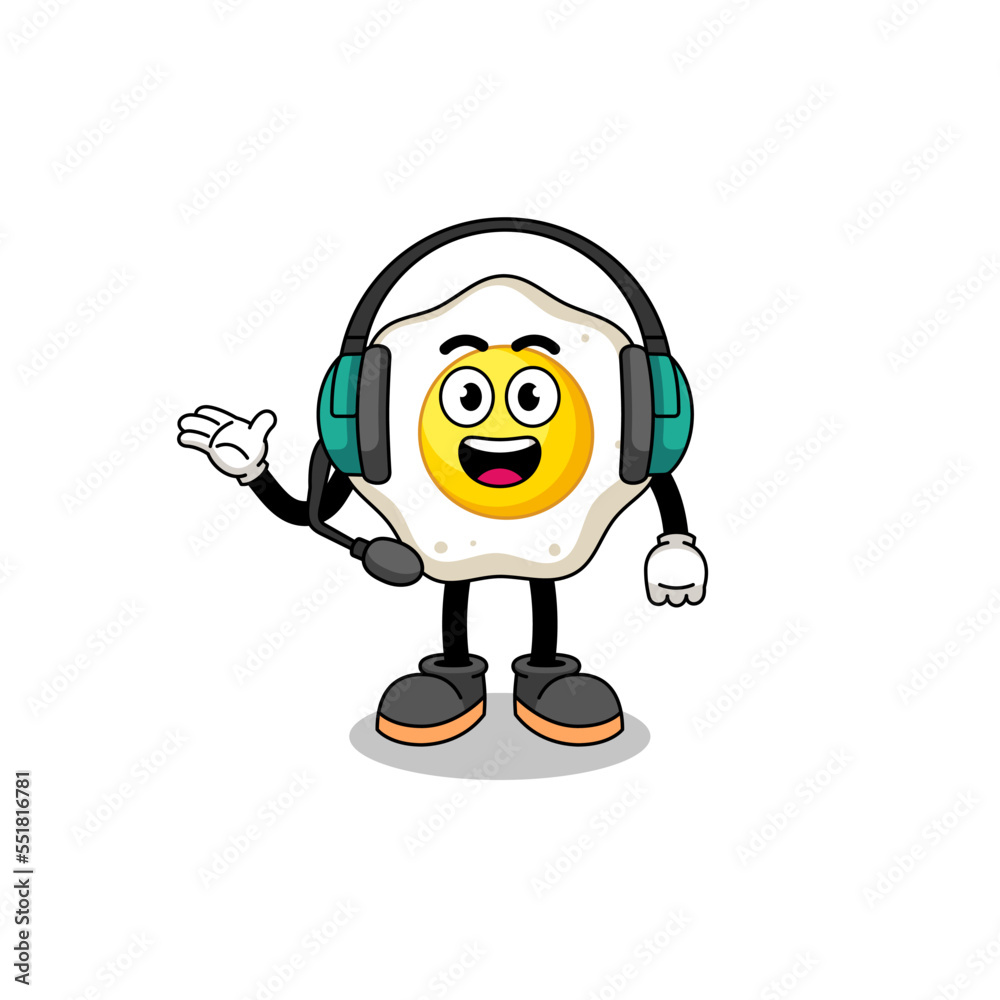 Mascot Illustration of fried egg as a customer services Mascot Illustration of fried egg as a customer services