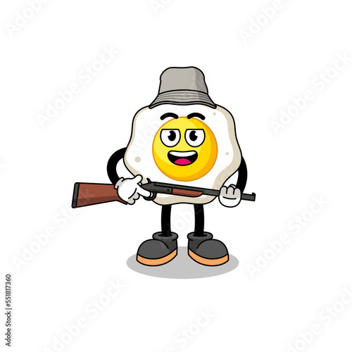 Cartoon Illustration of fried egg hunter