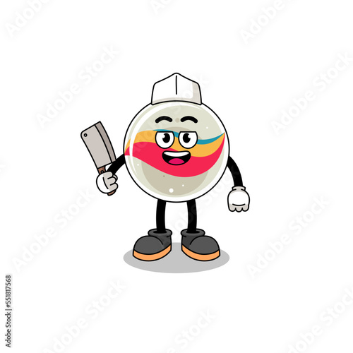 Mascot of marble toy as a butcher