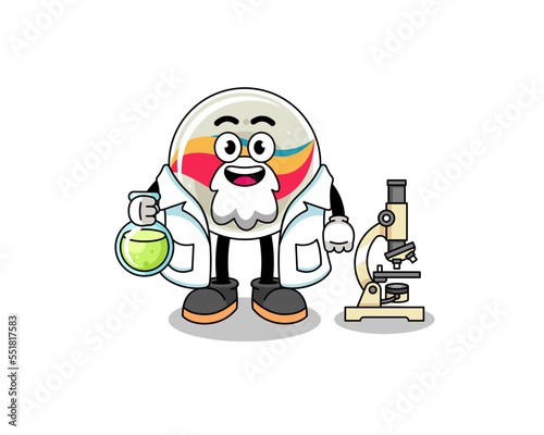 Mascot of marble toy as a scientist