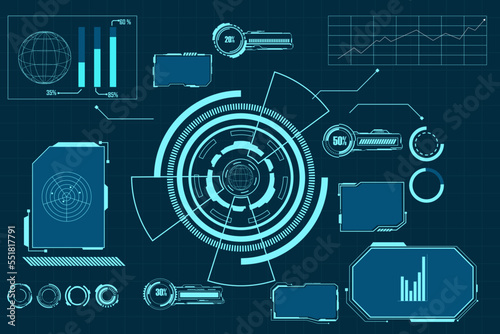 abstract technology futuristic concept hud interface hologram elements of digital data and circle	
