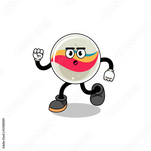 running marble toy mascot illustration