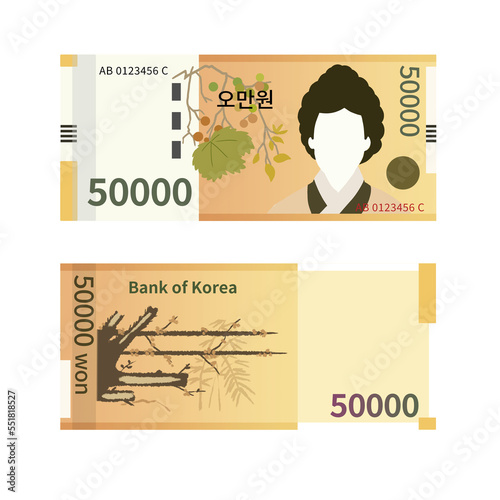 5만원 지폐 화폐 돈 일러스트