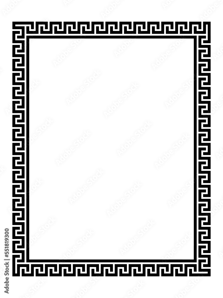 Greek style border frame square frame with seamless on a white background vector illustration