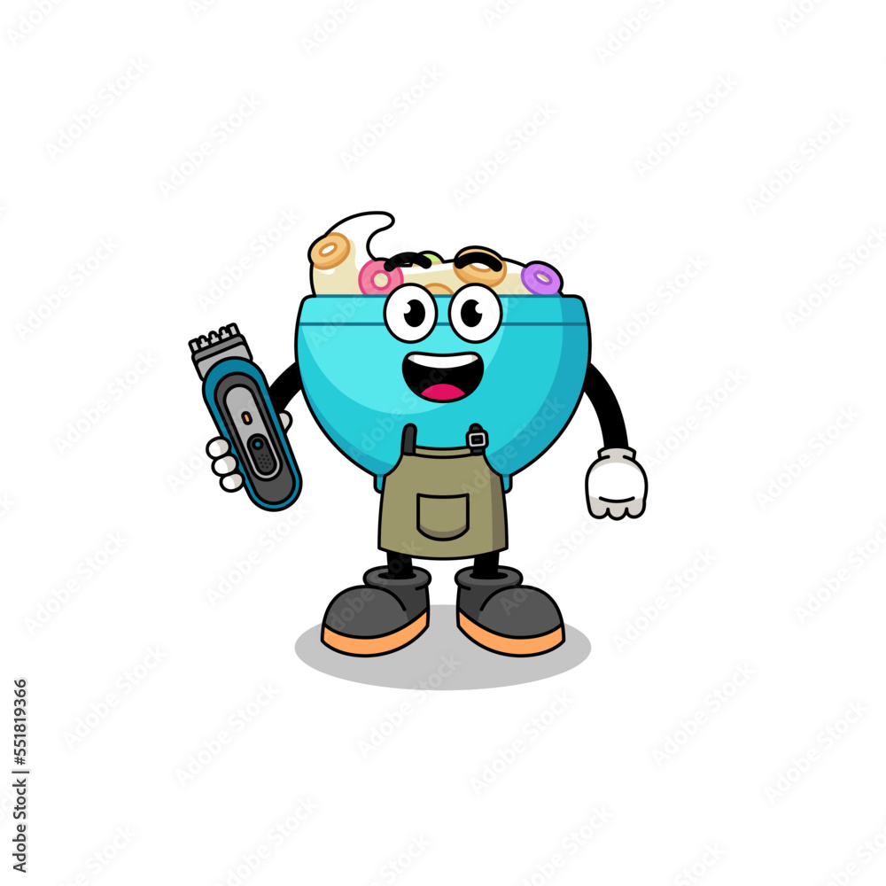 Cartoon Illustration of cereal bowl as a barber man Cartoon Illustration of cereal bowl as a barber man