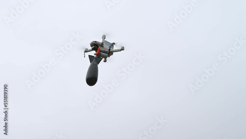 drone drops a bomb for fishing