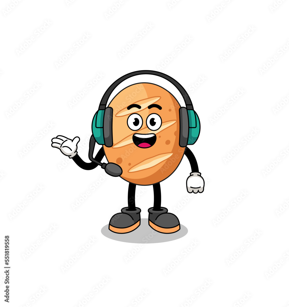 Mascot Illustration of french bread as a customer services