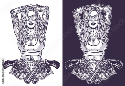 Beauty tattoo girl monochrome logotyp