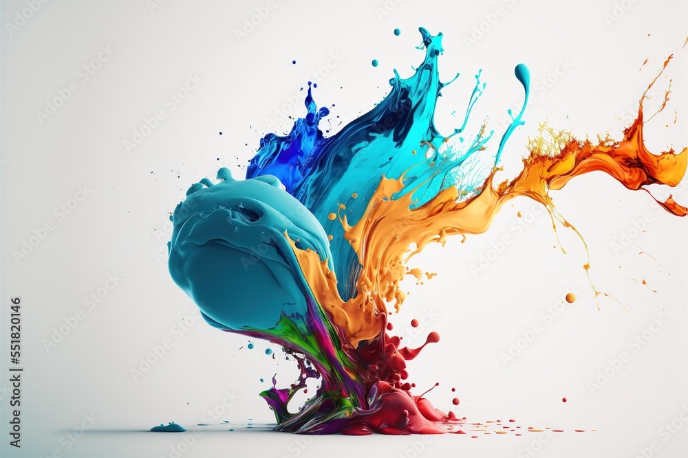 exploded colored paint on bright background Royalty-free fictitious ...