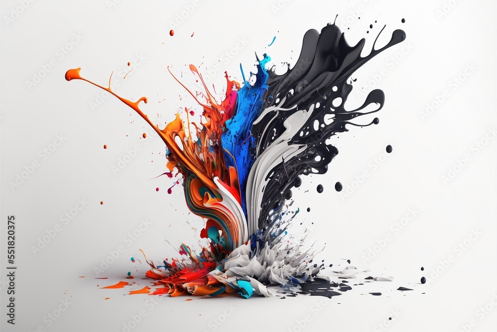 exploded colored paint on bright background Royalty-free fictitious ...