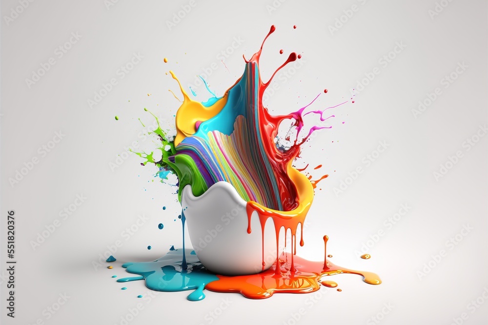 exploded colored paint on bright background Royalty-free fictitious ...