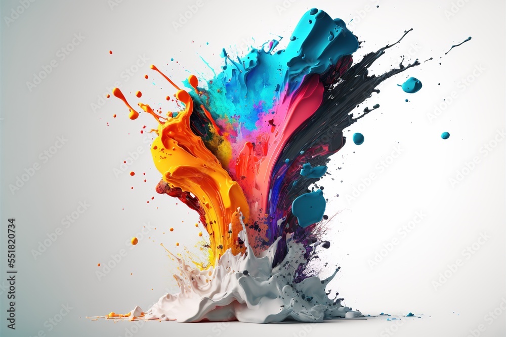 exploded colored paint on bright background Royalty-free fictitious ...