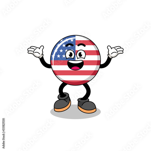 united states flag cartoon searching with happy gesture