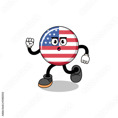 running united states flag mascot illustration