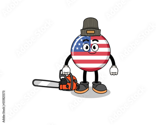 united states flag illustration cartoon as a lumberjack