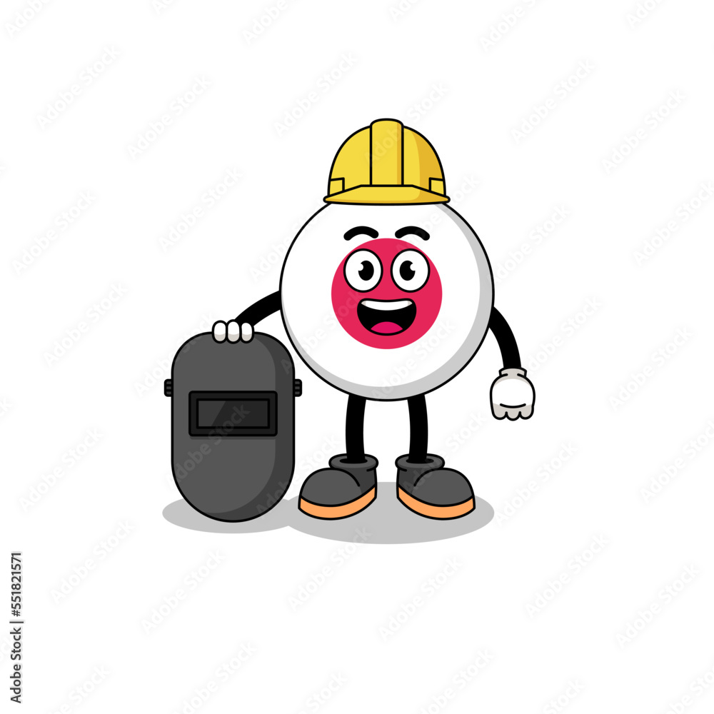 Mascot of japan flag as a welder Mascot of japan flag as a welder