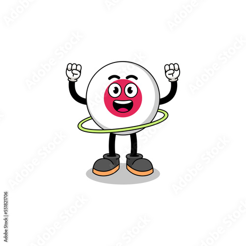 Character Illustration of japan flag playing hula hoop