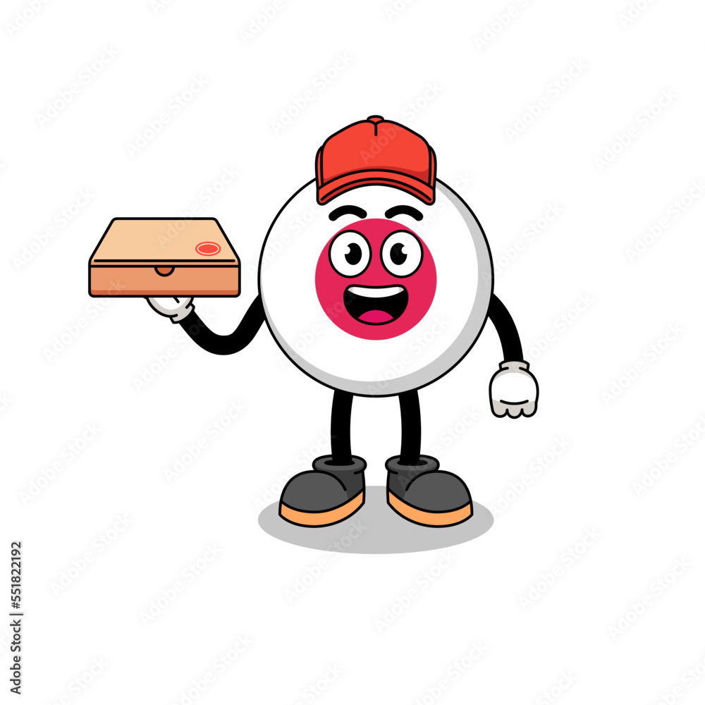 japan flag illustration as a pizza deliveryman japan flag illustration as a pizza deliveryman