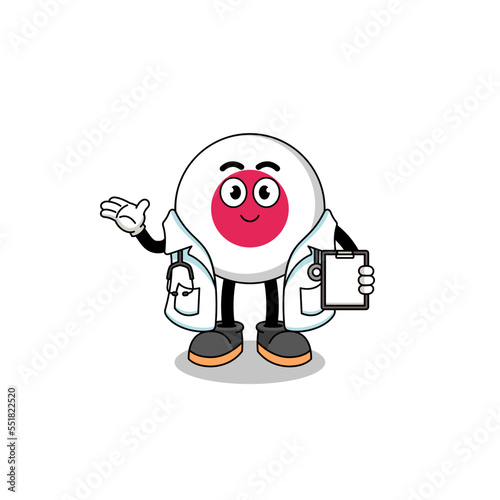 Cartoon mascot of japan flag doctor