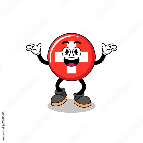 switzerland cartoon searching with happy gesture