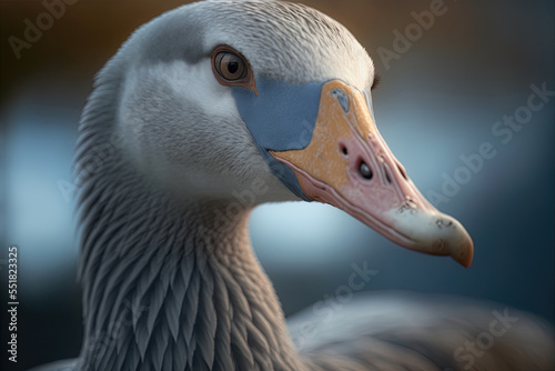 Fotografie, Tablou Cropped image of the beak of a grey goose Generative AI