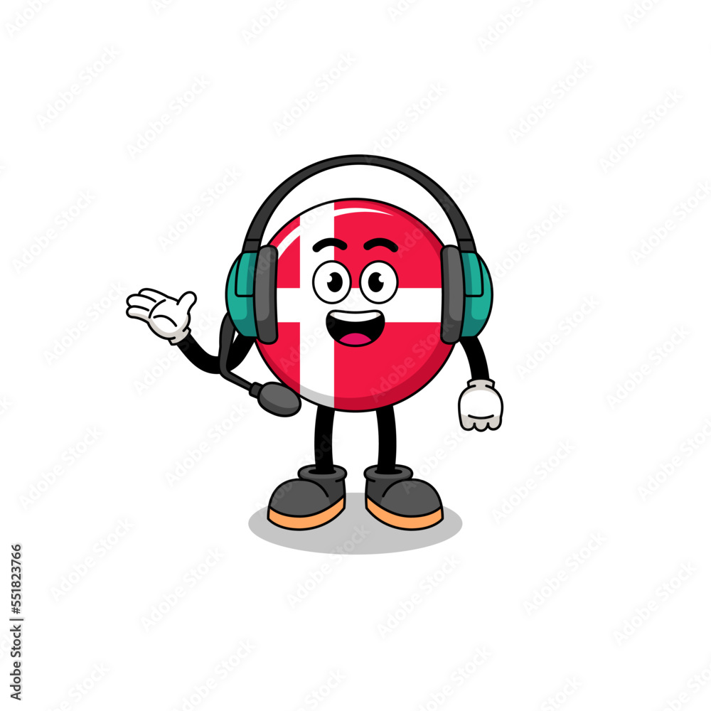 Mascot Illustration of denmark flag as a customer services Mascot Illustration of denmark flag as a customer services