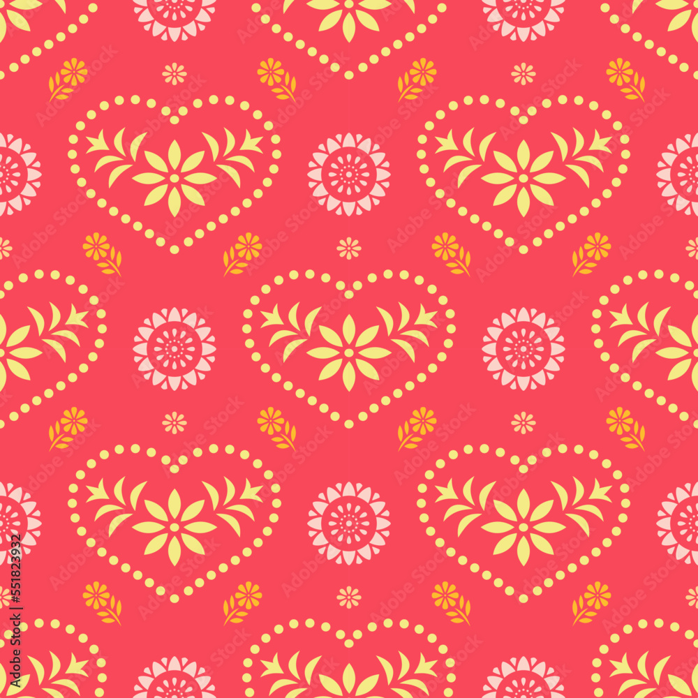Heart and flowers pattern