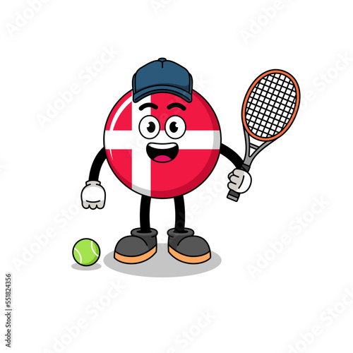 denmark flag illustration as a tennis player