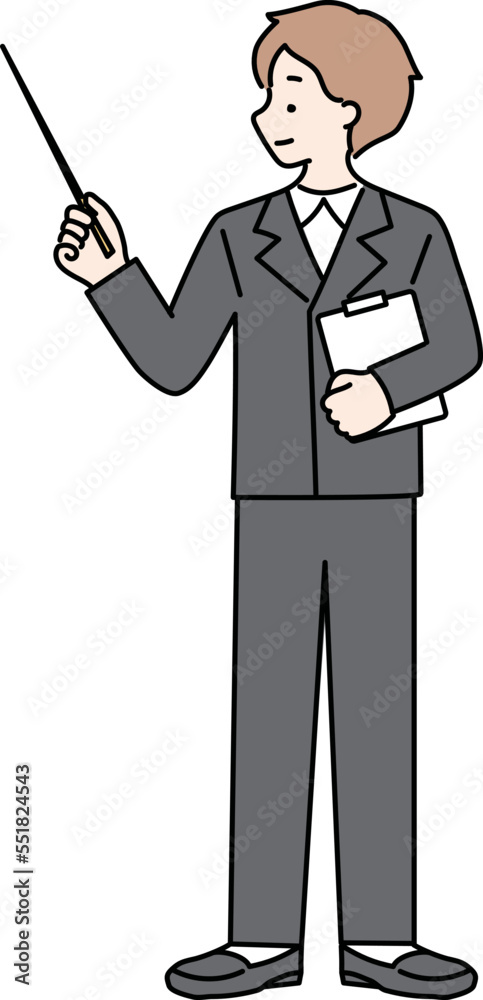 説明するスーツの男性イラスト 説明するスーツの男性イラスト