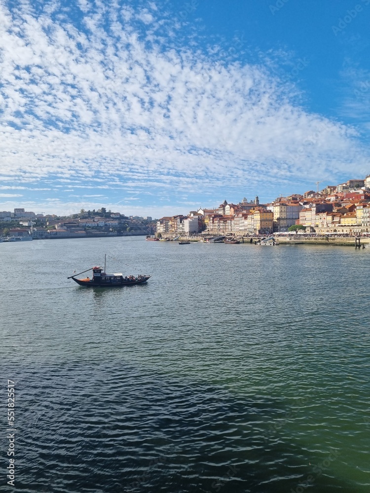 Panorama of the Ribeira region in Porto from the Douro River