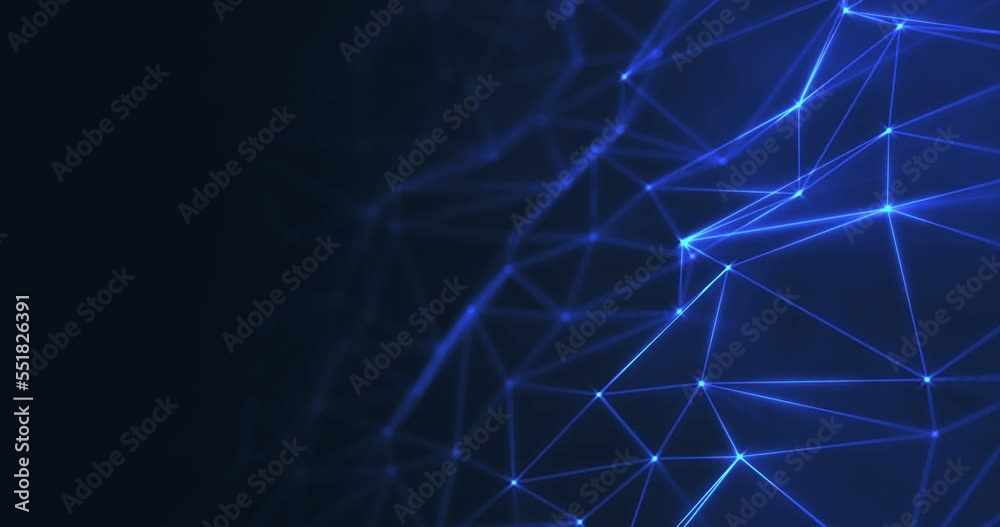 animation of connected lines and dots on dark blue background