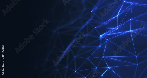animation of connected lines and dots on dark blue background