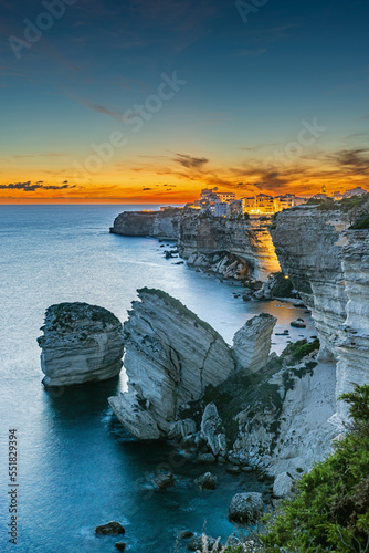 Spectacular sunset over Bonifacio, Corsica, France
