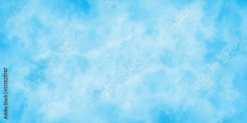 Abstract Blue watercolor sky background.hand paint splash stain backdrop banner illustration.light blue Soft clouds in blue sky watercolor background.