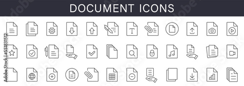 Document line icon set. Documents symbol collection. Different documents icons. Vector illustration