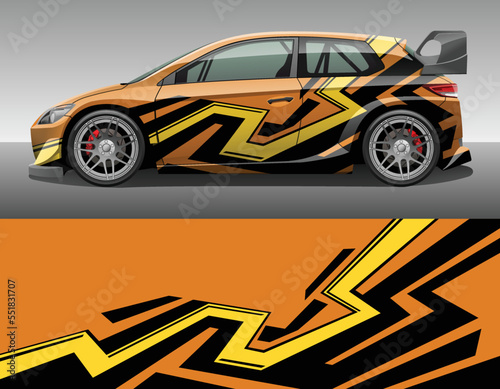 Car wrap vinyl racing decal ornament. Abstract geometric striped sport background design print template. Vector illustration.