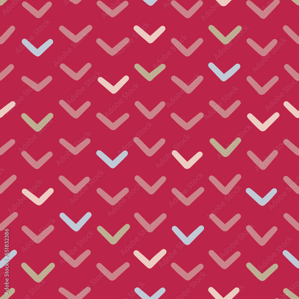 Abstract, seamless pattern of a checkmark. With 2023 colors (Viva Magenta). Trend background for your design. Abstract, seamless pattern of a checkmark. With 2023 colors (Viva Magenta). Trend background for your design.