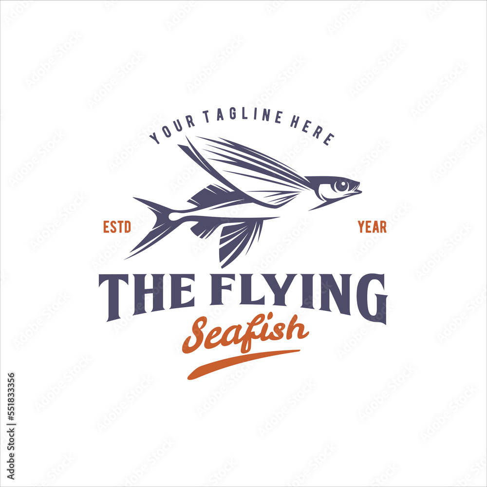 Flying Fish Logo Design Stock Vector Image Stock Vector | Adobe Stock