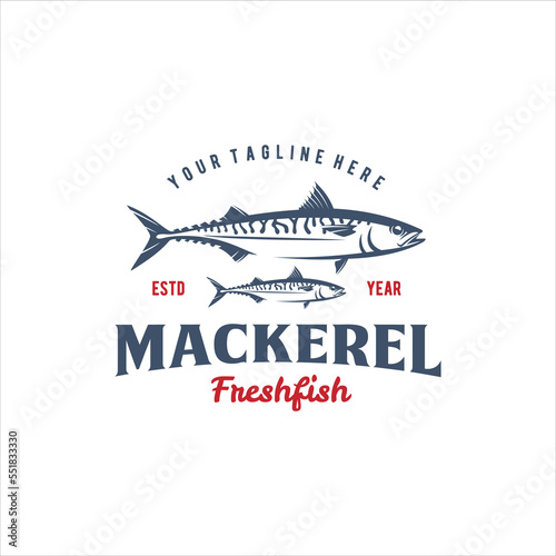 Mackerel Fish Logo Design Stock Vector Image