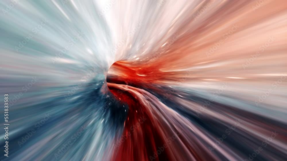 Abstract loop hyperspace cloud speed tunnel wormhole background. Space travel through a worm hole time tunnel. 4K 3D Seamless loop. Infinite cyber technology vortex spiral flows VJ Loop animation.