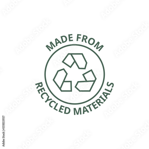 Made with recycled materials vector icon logo badge or label