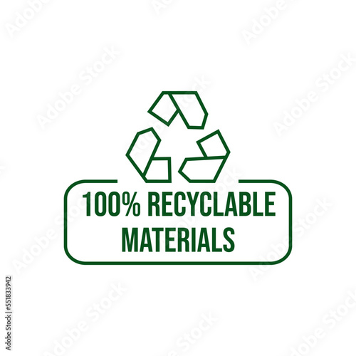 Made with recycled materials vector icon logo badge or label