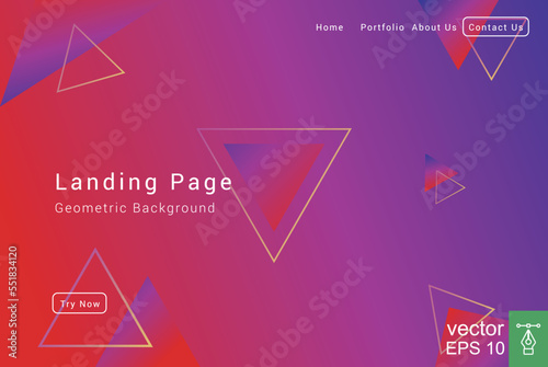 Abstract geometric background gradient color. Dynamic shapes composition. Futuristic design landing page, web header, banner. Vector illustration EPS 10.