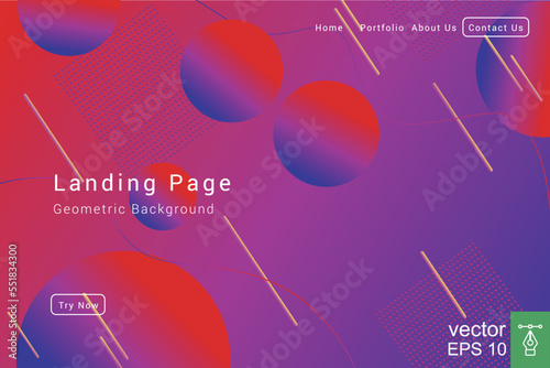 Abstract geometric background gradient color. Dynamic shapes composition. Futuristic design landing page, web header, banner. Vector illustration EPS 10.