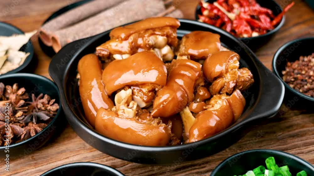 A plate of braised pork feet